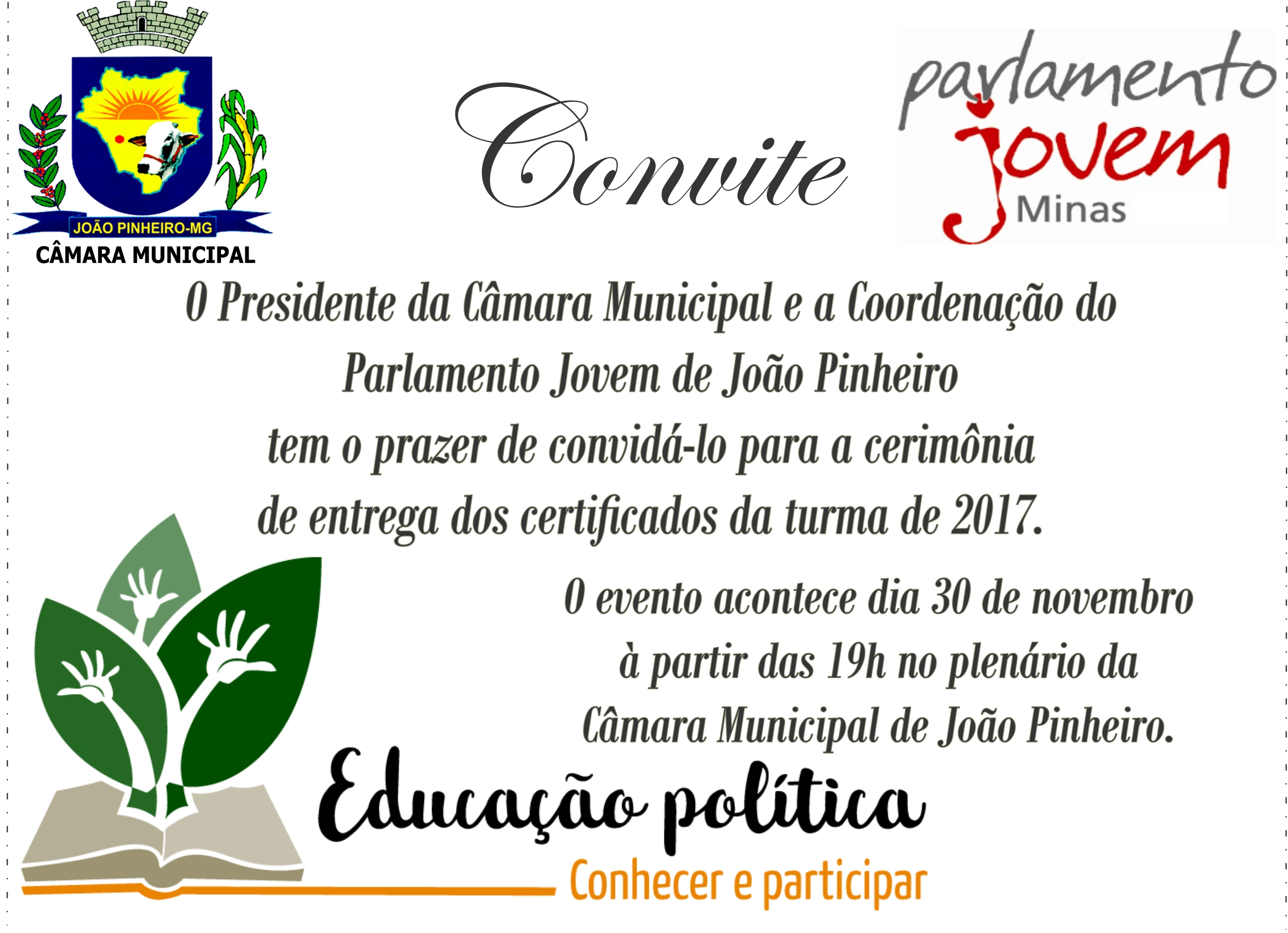 Alunos do parlamento jovem receberão certificados das mãos dos vereadores na próxima reunião